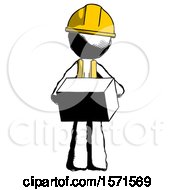 Poster, Art Print Of Ink Construction Worker Contractor Man Holding Box Sent Or Arriving In Mail