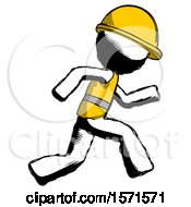 Poster, Art Print Of Ink Construction Worker Contractor Man Running Fast Right