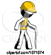Poster, Art Print Of Ink Construction Worker Contractor Man Walking With Hiking Stick