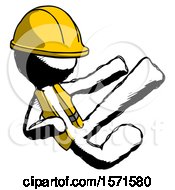 Ink Construction Worker Contractor Man Flying Ninja Kick Right