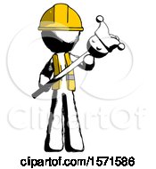 Poster, Art Print Of Ink Construction Worker Contractor Man Holding Jester Diagonally