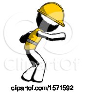 Ink Construction Worker Contractor Man Sneaking While Reaching For Something