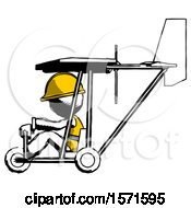 Ink Construction Worker Contractor Man In Ultralight Aircraft Side View