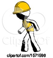 Ink Construction Worker Contractor Man Suspense Action Pose Facing Left