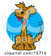 Cute And Curious Dog Sitting And Hanging His Tongue Out Clipart Illustration