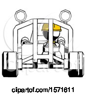 Poster, Art Print Of Ink Construction Worker Contractor Man Riding Sports Buggy Front View