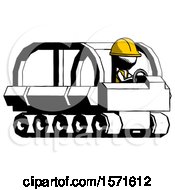 Poster, Art Print Of Ink Construction Worker Contractor Man Driving Amphibious Tracked Vehicle Side Angle View