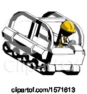 Poster, Art Print Of Ink Construction Worker Contractor Man Driving Amphibious Tracked Vehicle Top Angle View