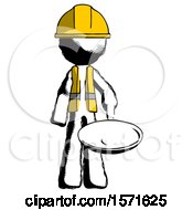 Poster, Art Print Of Ink Construction Worker Contractor Man Frying Egg In Pan Or Wok