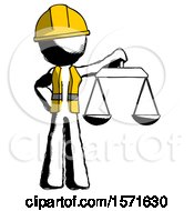 Poster, Art Print Of Ink Construction Worker Contractor Man Holding Scales Of Justice