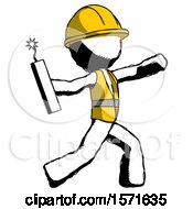 Poster, Art Print Of Ink Construction Worker Contractor Man Throwing Dynamite