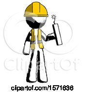 Poster, Art Print Of Ink Construction Worker Contractor Man Holding Dynamite With Fuse Lit