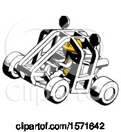 Poster, Art Print Of Ink Construction Worker Contractor Man Riding Sports Buggy Side Top Angle View