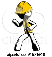 Ink Construction Worker Contractor Man Martial Arts Defense Pose Left