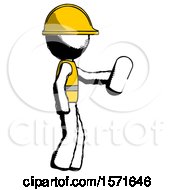 Poster, Art Print Of Ink Construction Worker Contractor Man Holding Blue Pill Walking To Right