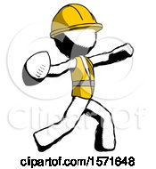 Poster, Art Print Of Ink Construction Worker Contractor Man Throwing Football