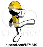 Poster, Art Print Of Ink Construction Worker Contractor Man Kick Pose