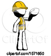 Poster, Art Print Of Ink Construction Worker Contractor Man Holding Football Up