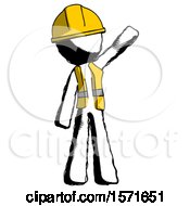 Poster, Art Print Of Ink Construction Worker Contractor Man Waving Emphatically With Left Arm