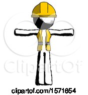 Poster, Art Print Of Ink Construction Worker Contractor Man T-Pose Arms Up Standing