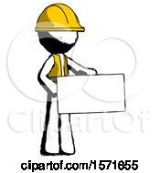 Poster, Art Print Of Ink Construction Worker Contractor Man Presenting Large Envelope