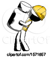 Ink Construction Worker Contractor Man Holding Large White Medicine Bottle