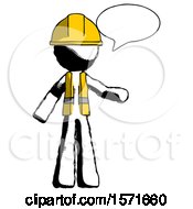 Poster, Art Print Of Ink Construction Worker Contractor Man With Word Bubble Talking Chat Icon