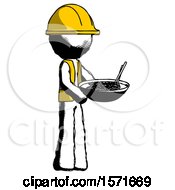 Poster, Art Print Of Ink Construction Worker Contractor Man Holding Noodles Offering To Viewer