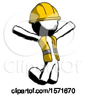 Poster, Art Print Of Ink Construction Worker Contractor Man Jumping Or Kneeling With Gladness