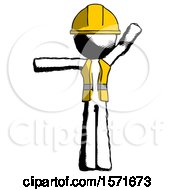 Poster, Art Print Of Ink Construction Worker Contractor Man Directing Traffic Left