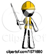 Ink Construction Worker Contractor Man Standing Up With Ninja Sword Katana