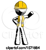 Poster, Art Print Of Ink Construction Worker Contractor Man Waving Left Arm With Hand On Hip