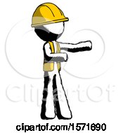 Poster, Art Print Of Ink Construction Worker Contractor Man Presenting Something To His Left