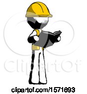 Ink Construction Worker Contractor Man Reading Book While Standing Up Facing Away