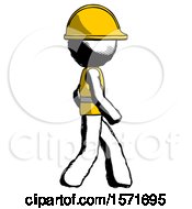 Ink Construction Worker Contractor Man Walking Right Side View