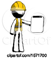 Poster, Art Print Of Ink Construction Worker Contractor Man Showing Clipboard To Viewer
