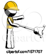 Poster, Art Print Of Ink Construction Worker Contractor Man Holding Jesterstaff - I Dub Thee Foolish Concept