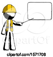 Poster, Art Print Of Ink Construction Worker Contractor Man Giving Presentation In Front Of Dry-Erase Board