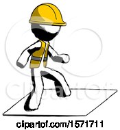 Poster, Art Print Of Ink Construction Worker Contractor Man On Postage Envelope Surfing