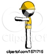 Poster, Art Print Of Ink Construction Worker Contractor Man Pointing Left