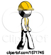 Poster, Art Print Of Ink Construction Worker Contractor Man Walking Turned Right Front View