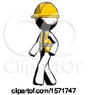 Poster, Art Print Of Ink Construction Worker Contractor Man Man Walking Turned Left Front View