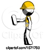 Ink Construction Worker Contractor Man Holding Red Pill Walking To Left