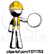 Ink Construction Worker Contractor Man Holding A Large Compass