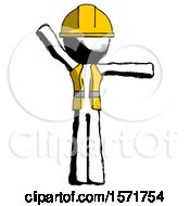 Poster, Art Print Of Ink Construction Worker Contractor Man Directing Traffic Right
