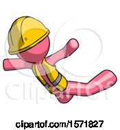 Poster, Art Print Of Pink Construction Worker Contractor Man Skydiving Or Falling To Death