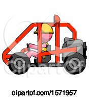 Poster, Art Print Of Pink Construction Worker Contractor Man Riding Sports Buggy Side View