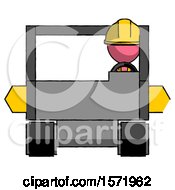 Poster, Art Print Of Pink Construction Worker Contractor Man Driving Amphibious Tracked Vehicle Front View