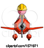 Poster, Art Print Of Pink Construction Worker Contractor Man In Geebee Stunt Plane Front View