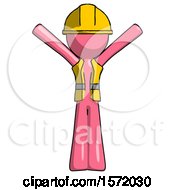 Pink Construction Worker Contractor Man With Arms Out Joyfully